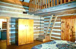 The Loft inside a Dogtrot Cabin at Granbury Log Cabins
